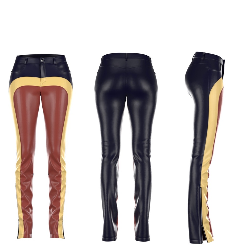 NWOT Color blocked leather pants. Perfect conditions and very flattering